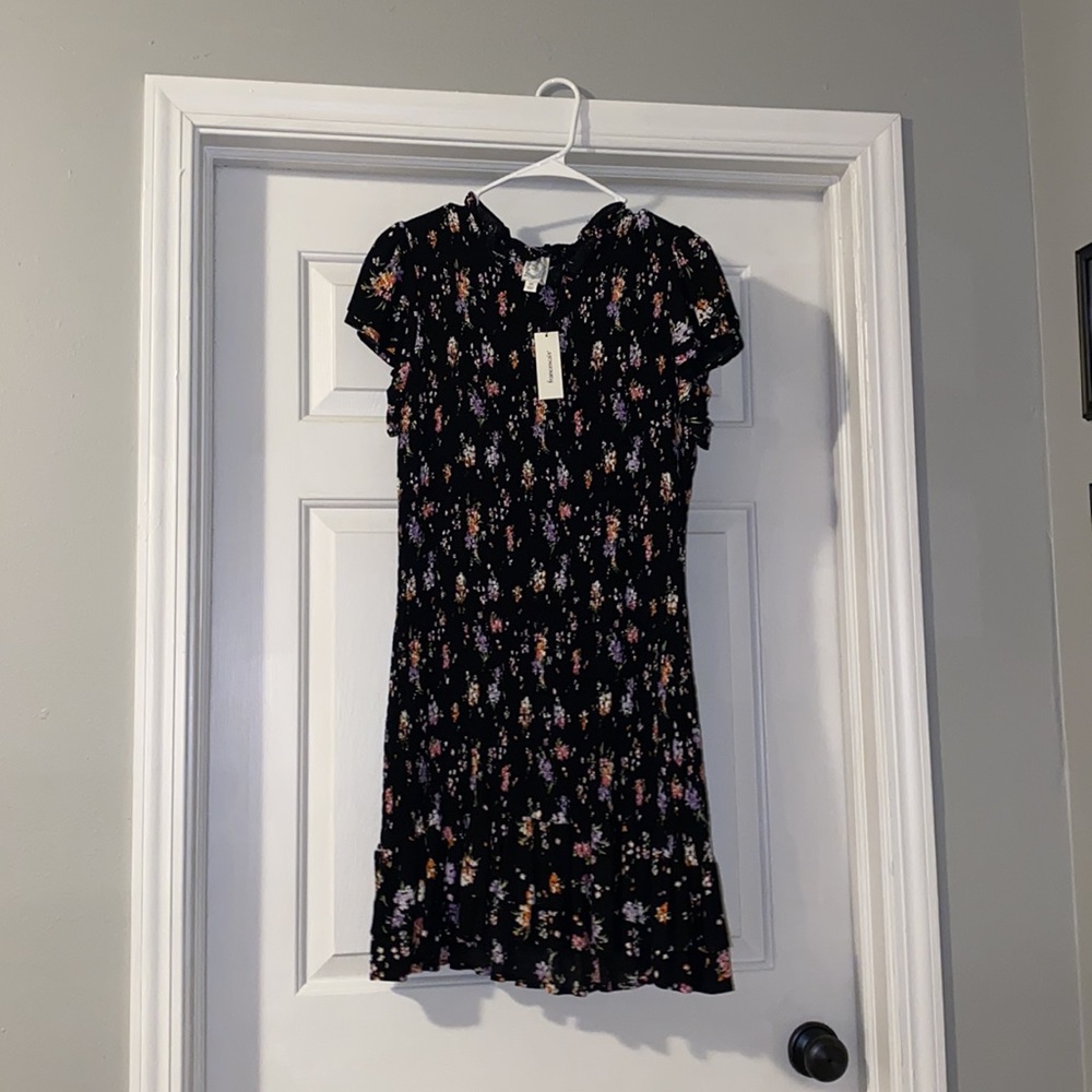 •Francesca’s black mini floral dress•